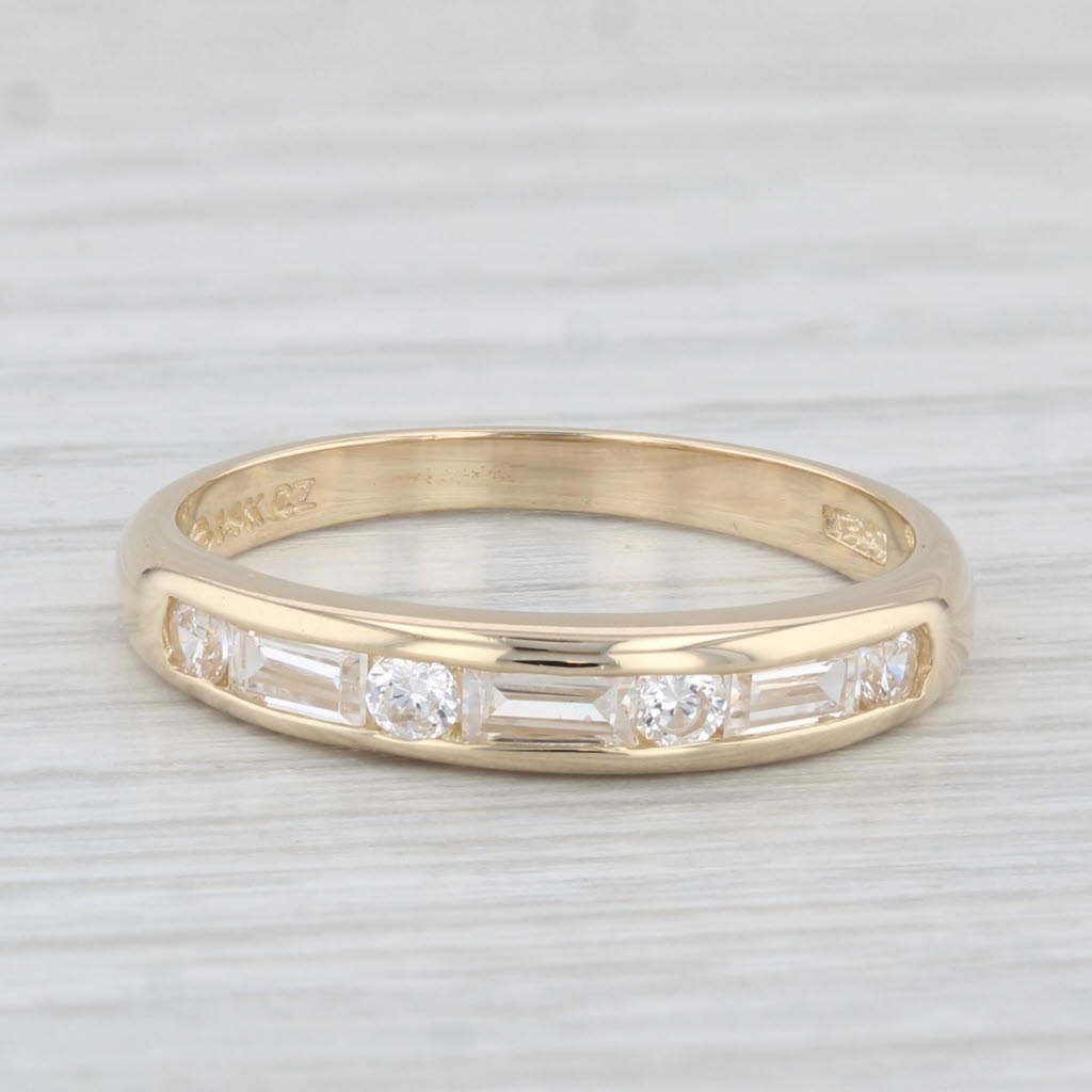 Light Gray 0.60ctw Cubic Zirconia Wedding Band 14k Yellow Gold Size 7 Stackable Ring