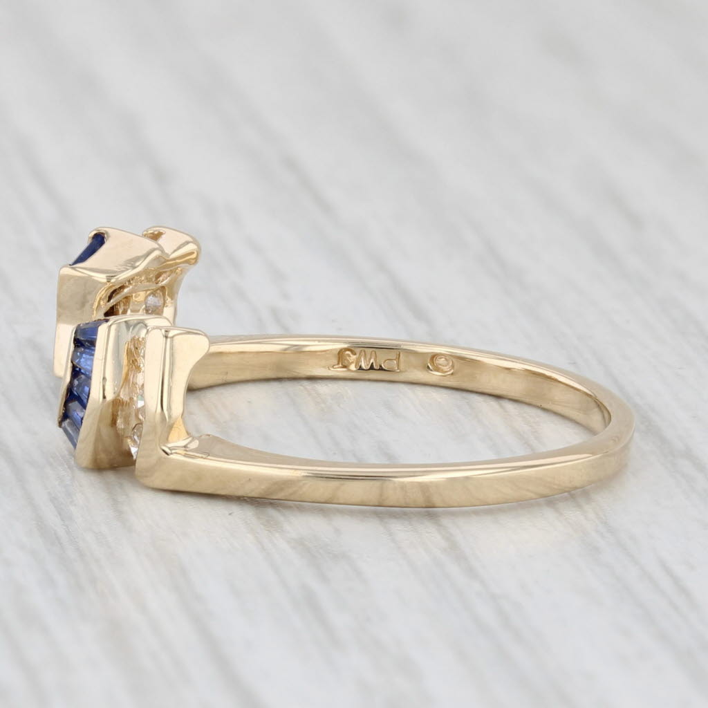 Light Gray 0.27ctw Lab Created Blue Sapphire Diamond Ring Guard 14k Yellow Gold Size 7.5