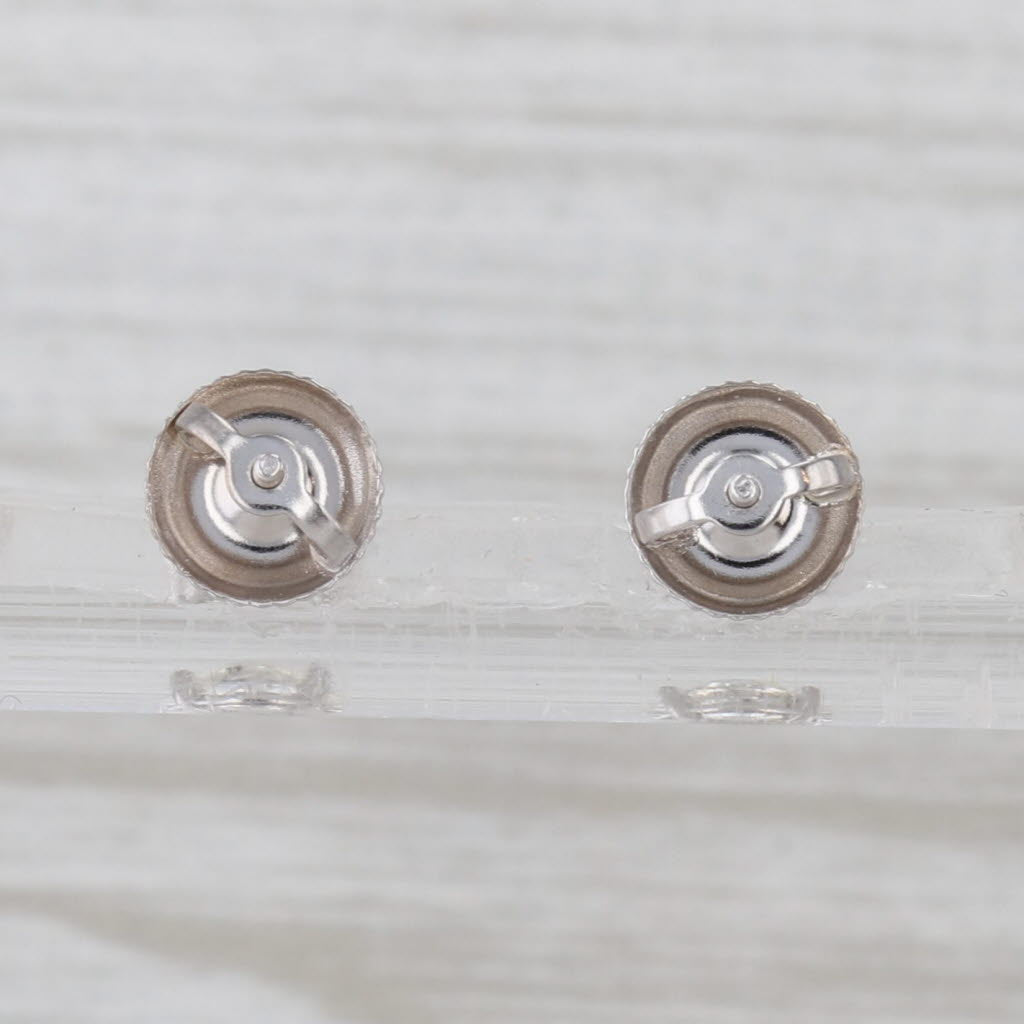 0.96ctw Round Diamond Solitaire Stud Earrings 14k White Gold Screw Back Studs