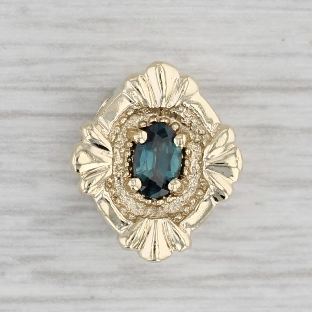 Gray Vintage 0.30ct Blue Sapphire Slide Bracelet Charm 10k Yellow Gold DDH