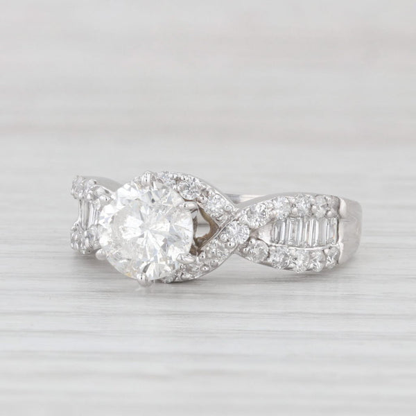 2.36tw Round Diamond Engagement Ring 14k White Gold Size 6.5 Woven Band