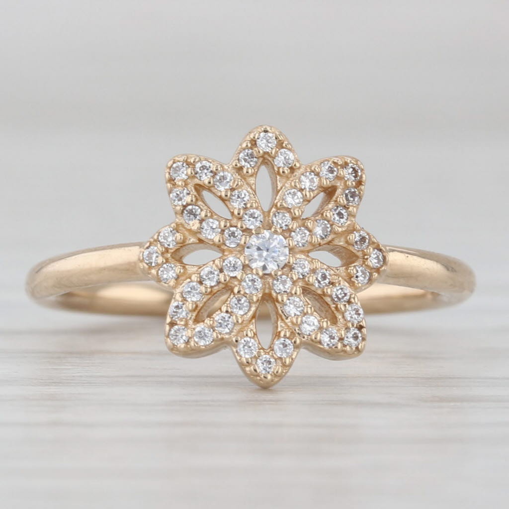 Light Gray Pandora Lace Botanique 1501582CZ Flower Ring 14k Yellow Gold Size 48 4.75