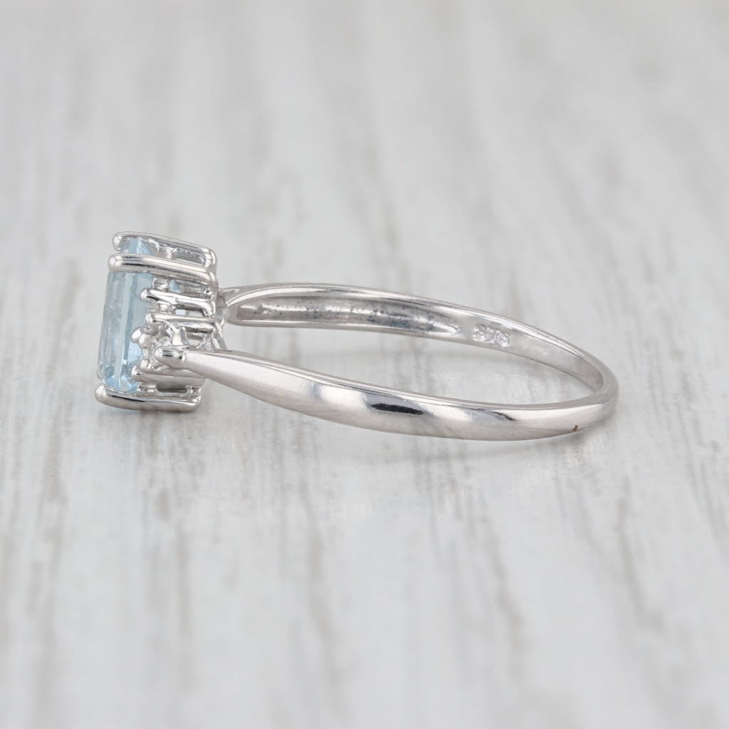 1.07ctw Aquamarine Diamond Engagement Ring 14k White Gold Size 9-9.25