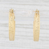 Light Gray Shimmering Brushed Hoop Earrings 14k Yellow Gold Round Hoops Snap Top