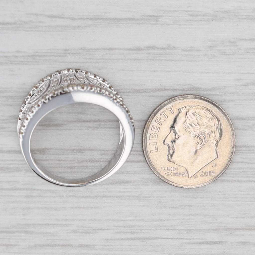 0.58ctw Concave Diamond Ring 10k White Gold Size 6.75 Cocktail