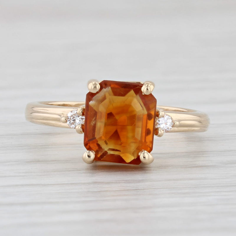 Light Gray 1.75ctw Orange Citrine Diamond Ring 14k Yellow Gold Size 6.5
