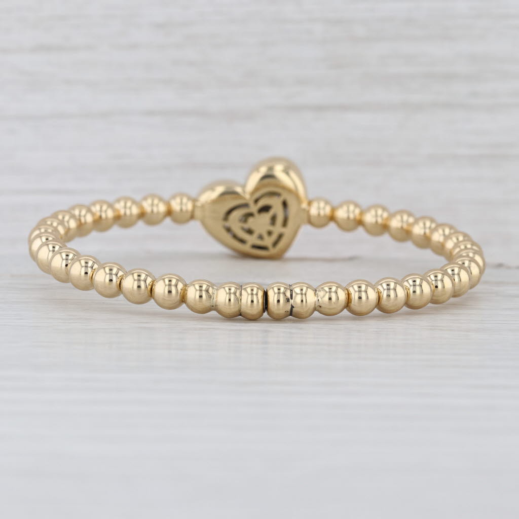 Tirisi 1.01ctw Pave Diamond Heart Bead Bangle Bracelet 18k Gold Magnetic Clasp