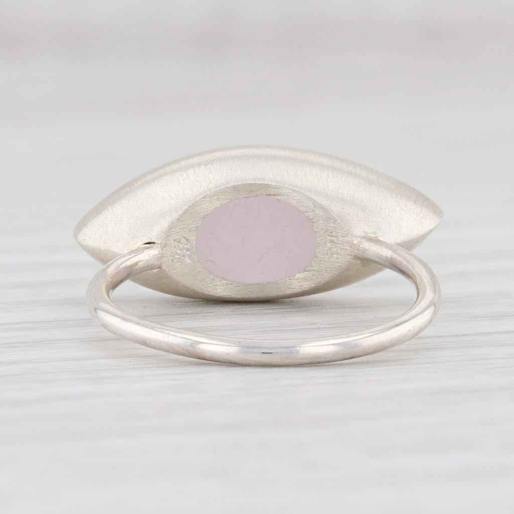 New Nina Wynn Ring Druzy Pink White Quartz Size 7 Sterling Silver Statement