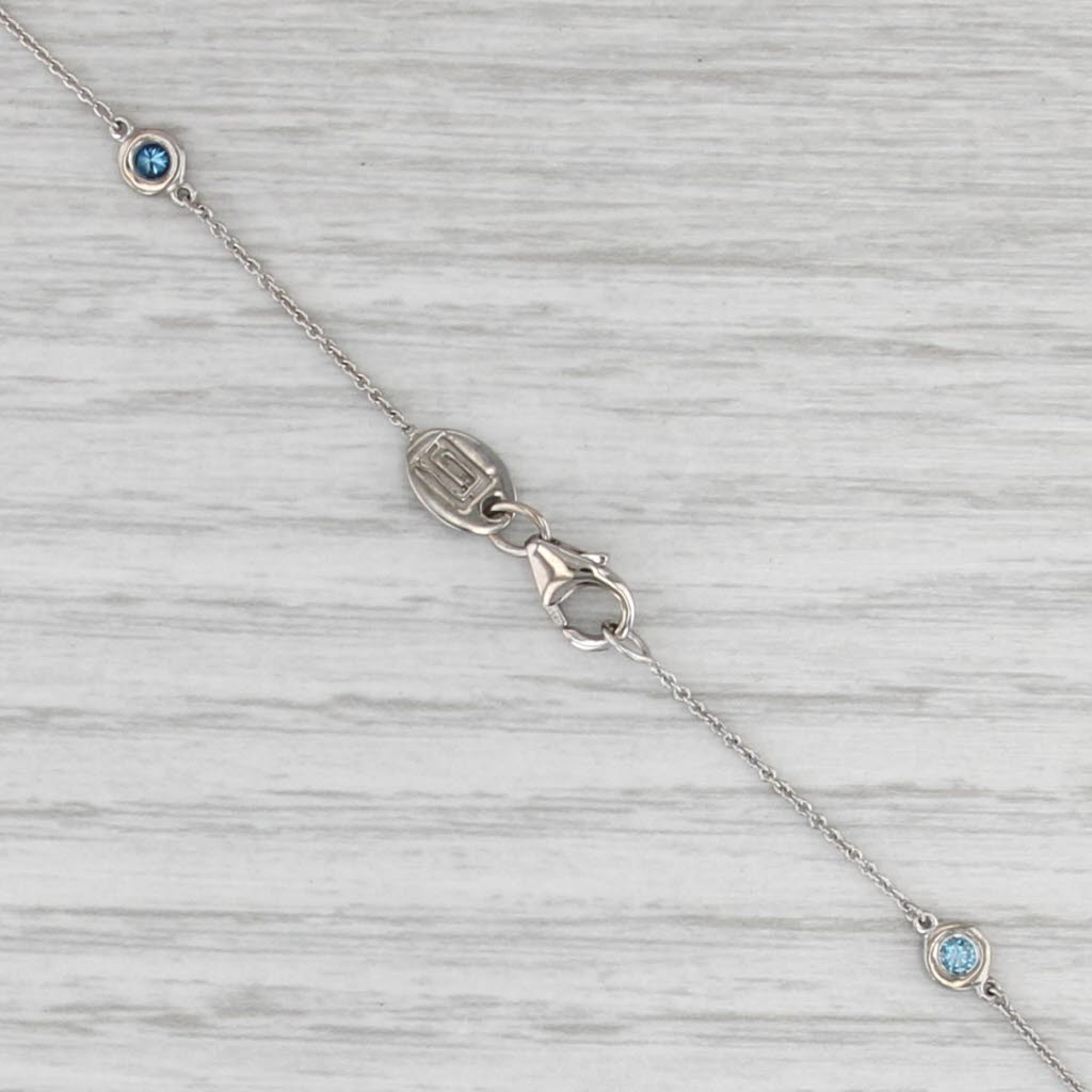 0.50ctw Blue Diamond Station Necklace 14k White Gold 18.5" Cable Chain