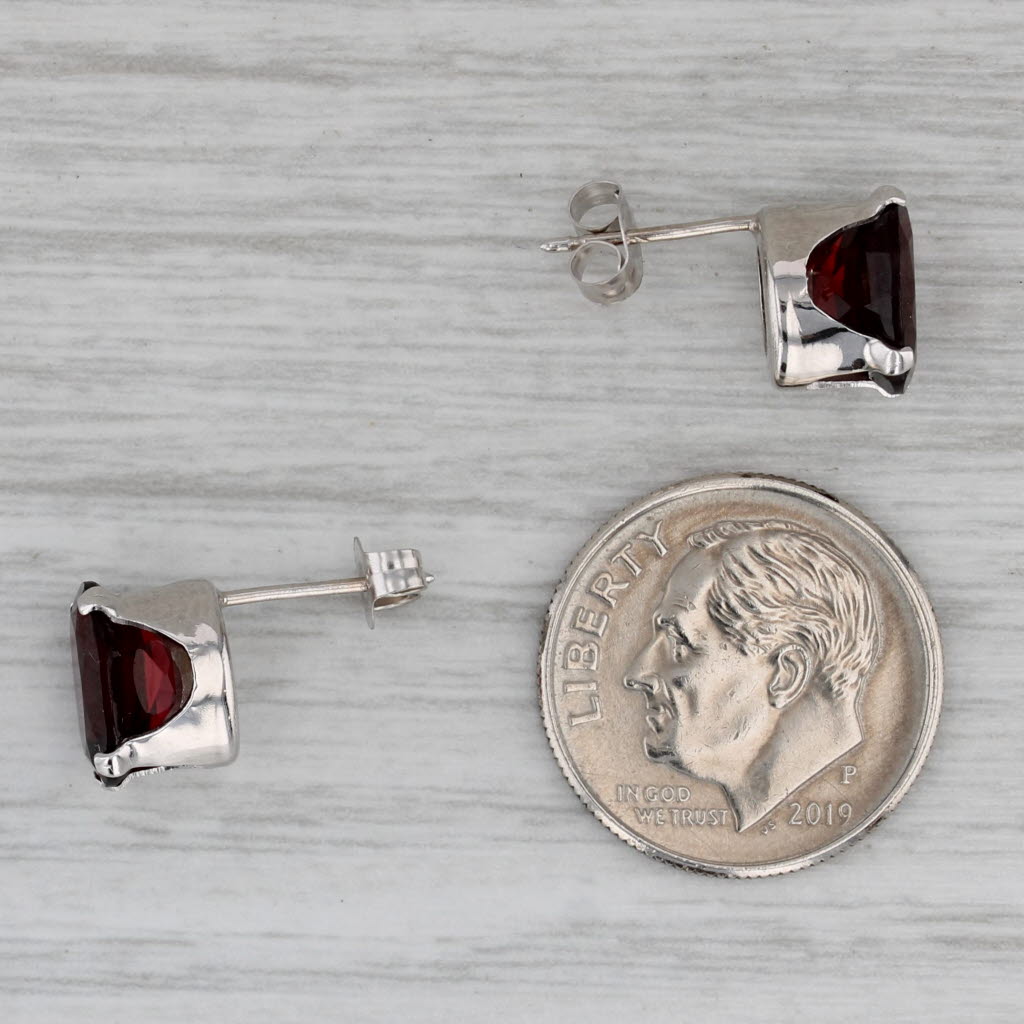 Gray 4.20ctw Garnet Oval Solitaire Stud Earrings 14k White Gold