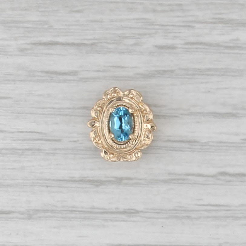Richard Glatter 0.52ct Blue Topaz Solitaire Slide Bracelet Charm 14k Gold