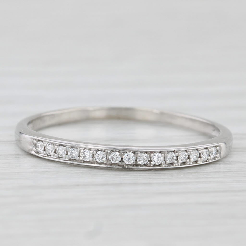 Light Gray Diamond Wedding Band 14k White Gold Stackable Ring Size 9