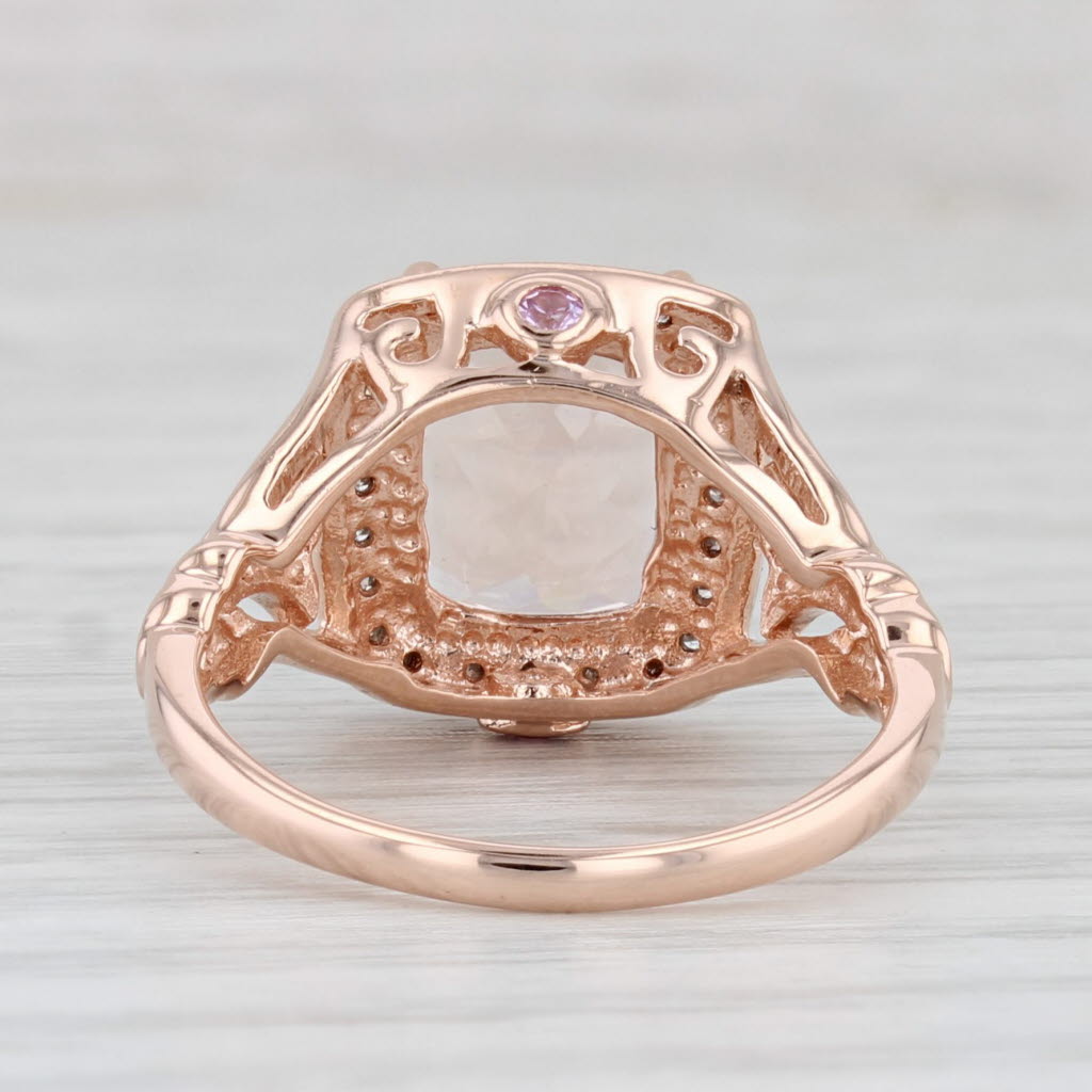 Light Gray 3ctw Cushion Morganite Diamond Halo Ring 10k Rose Gold Size 7 Engagement