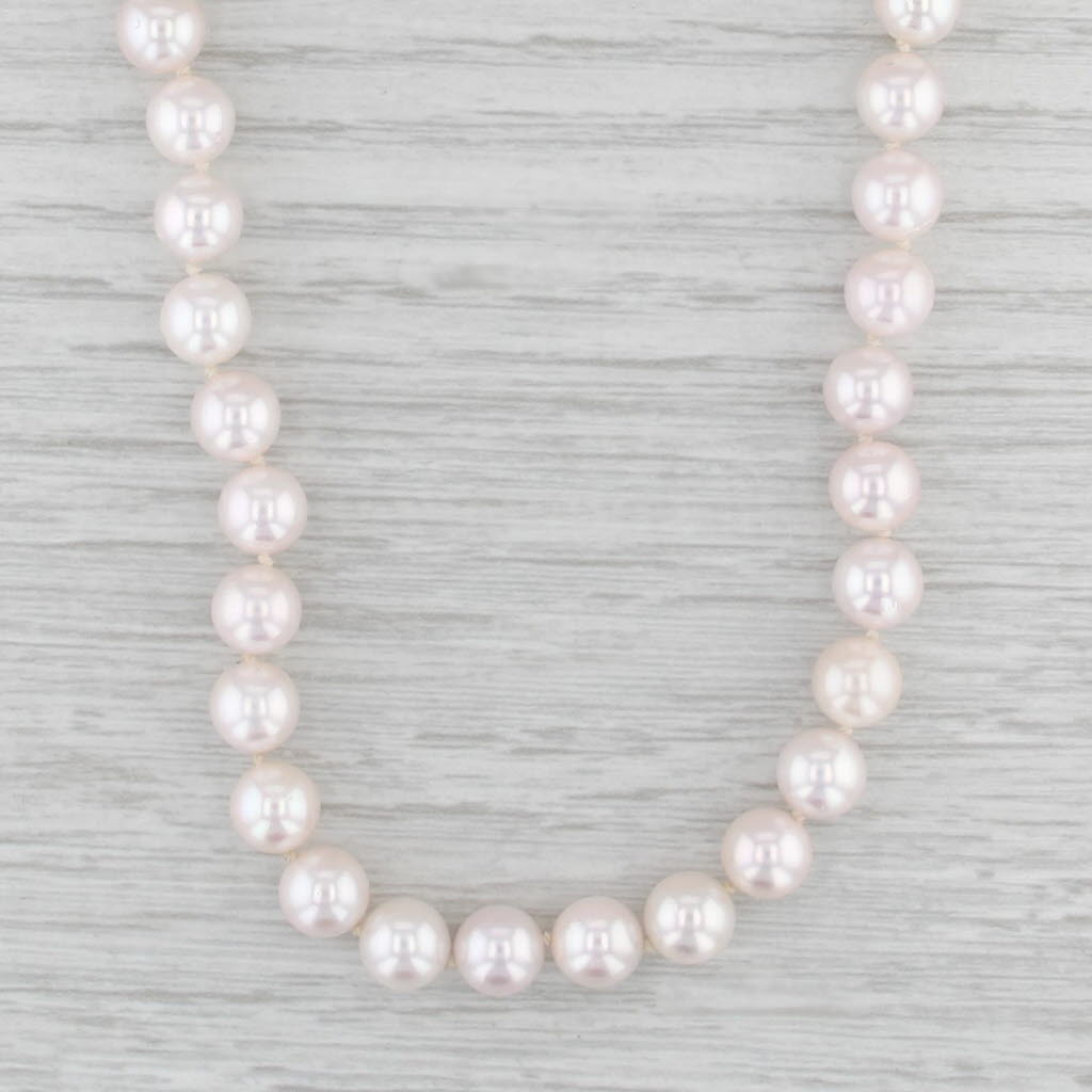 Saltwater Cultured Pearl Strand Necklace 14k Yellow Gold Filigree Clasp 18.5"