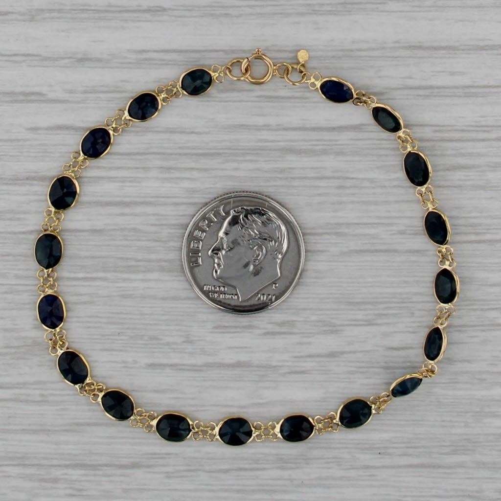 6.60ctw Blue Sapphire Tennis Bracelet 18k Yellow Gold 7" 4.1mm