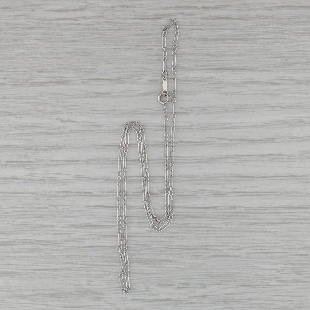 Figaro Cable Chain Necklace 14k White Gold 15" 1.6mm