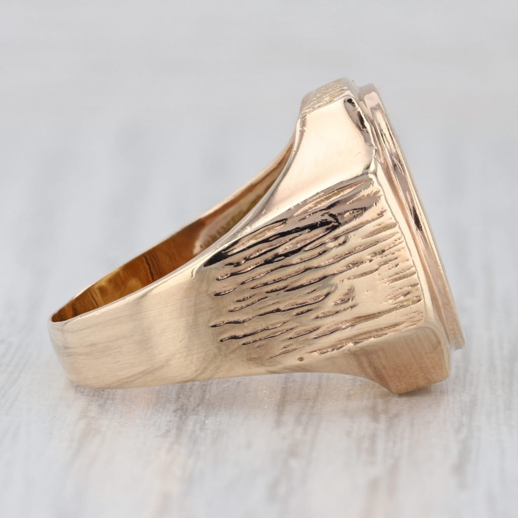 1984 1/10 oz Krugerand South African Coin Ring 14k 22k Yellow Gold Size 10.25