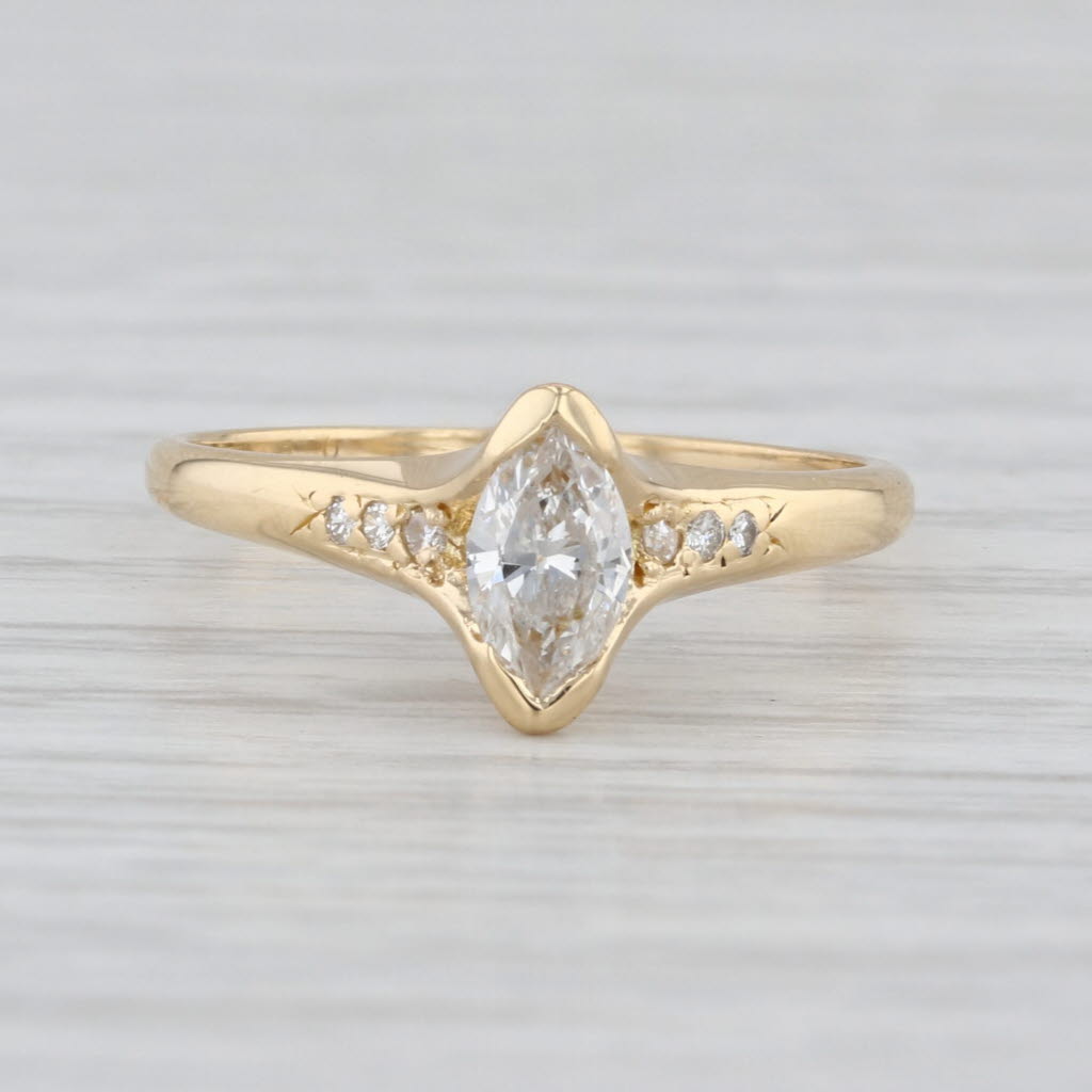 0.39ctw Marquise Diamond Engagement Ring 18k Yellow Gold Size 6.5