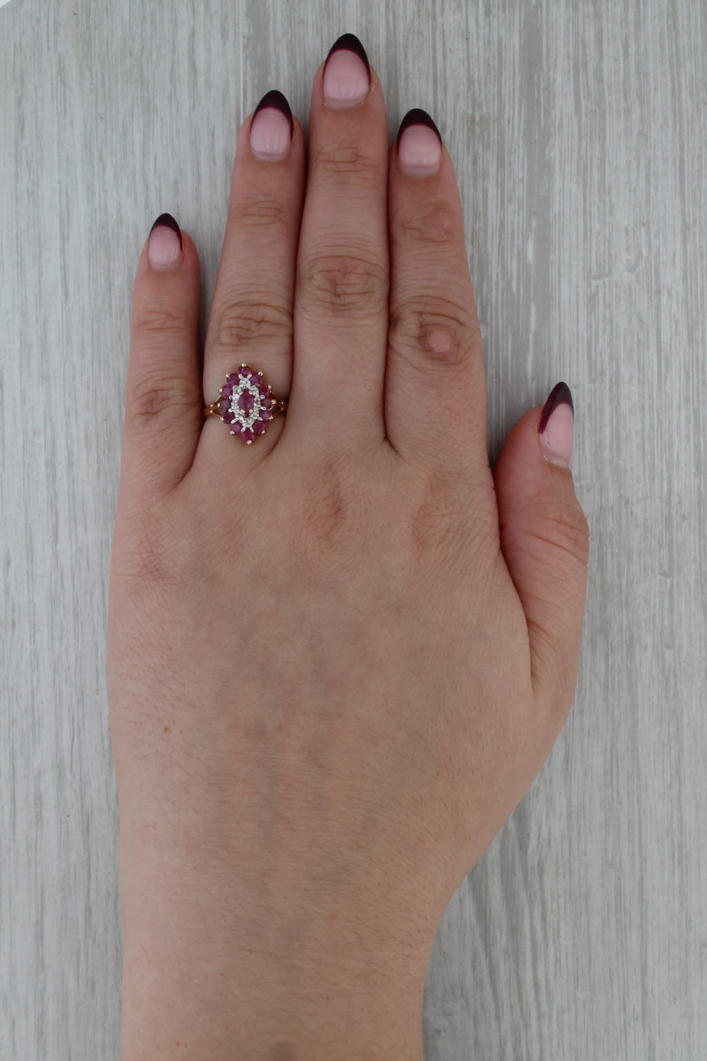 1.18ctw Ruby Diamond Halo Ring 10k Yellow Gold Size 6.25