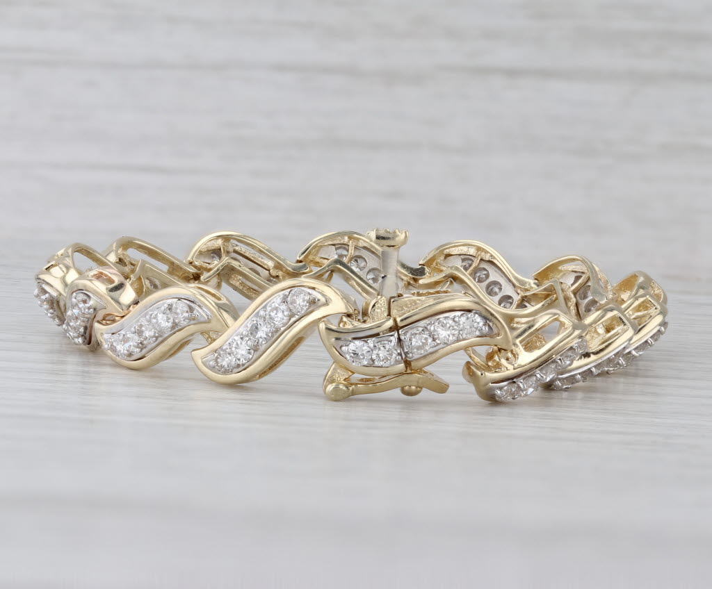 2.80ctw Diamond S-Link Bracelet 14k Yellow Gold 6.75" 8mm