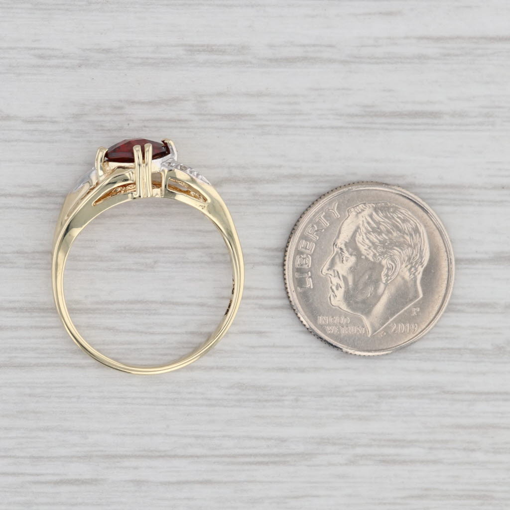 Gray 1ct Garnet Diamond Ring 10k Yellow Gold Size 7.25 Cushion Cut Solitaire