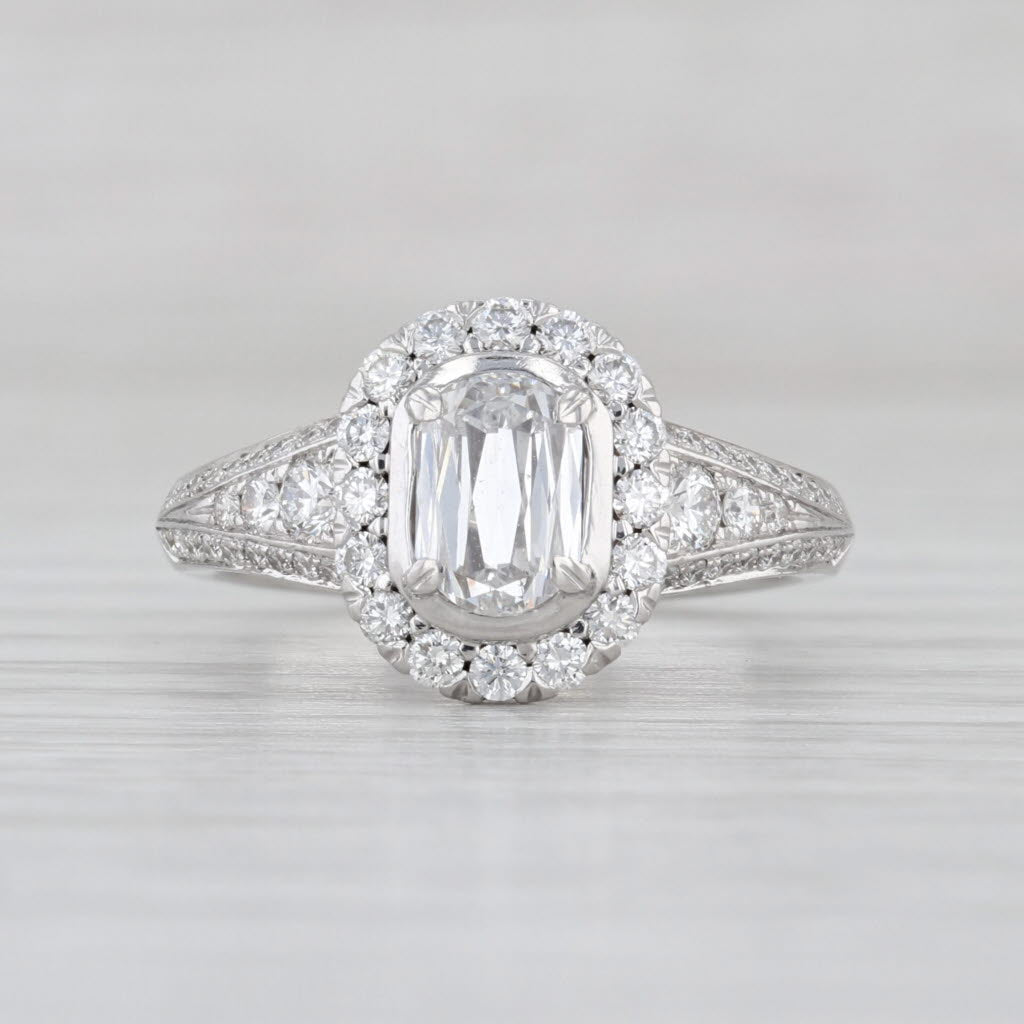 1.03ctw Crisscut Oval Diamond Halo Engagement Ring 18k Gold Christopher Designs