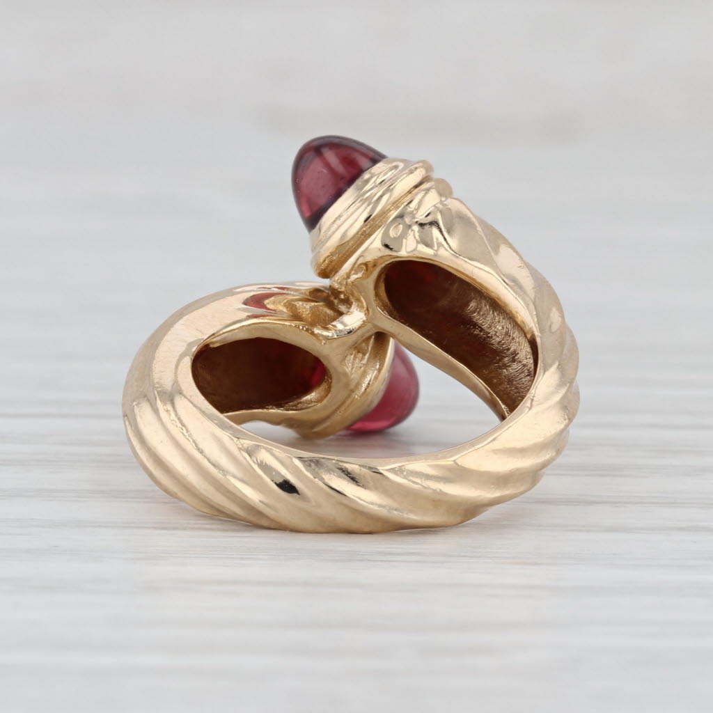 Garnet Cabochons Bypass Ring 14k Yellow Gold Size 5.75