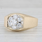 Light Gray 0.88ctw Diamond Cluster Men's Ring 14k Yellow Gold Size 11.75
