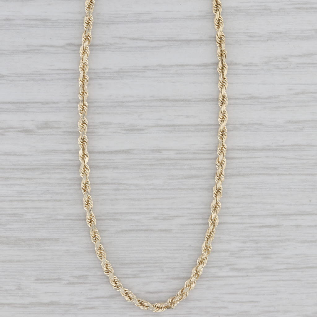 Gray Rope Chain Necklace 10k Yellow Gold 23.75" 2.3mm