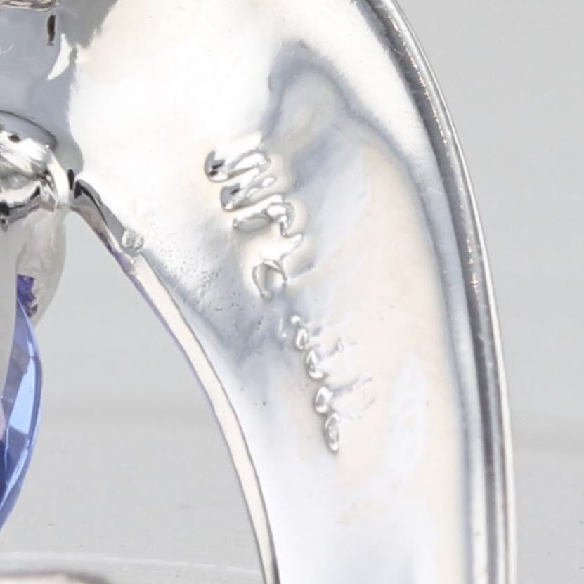 1.20ctw Pear Tanzanite Diamond Pendant 14k White Gold Floating Drop
