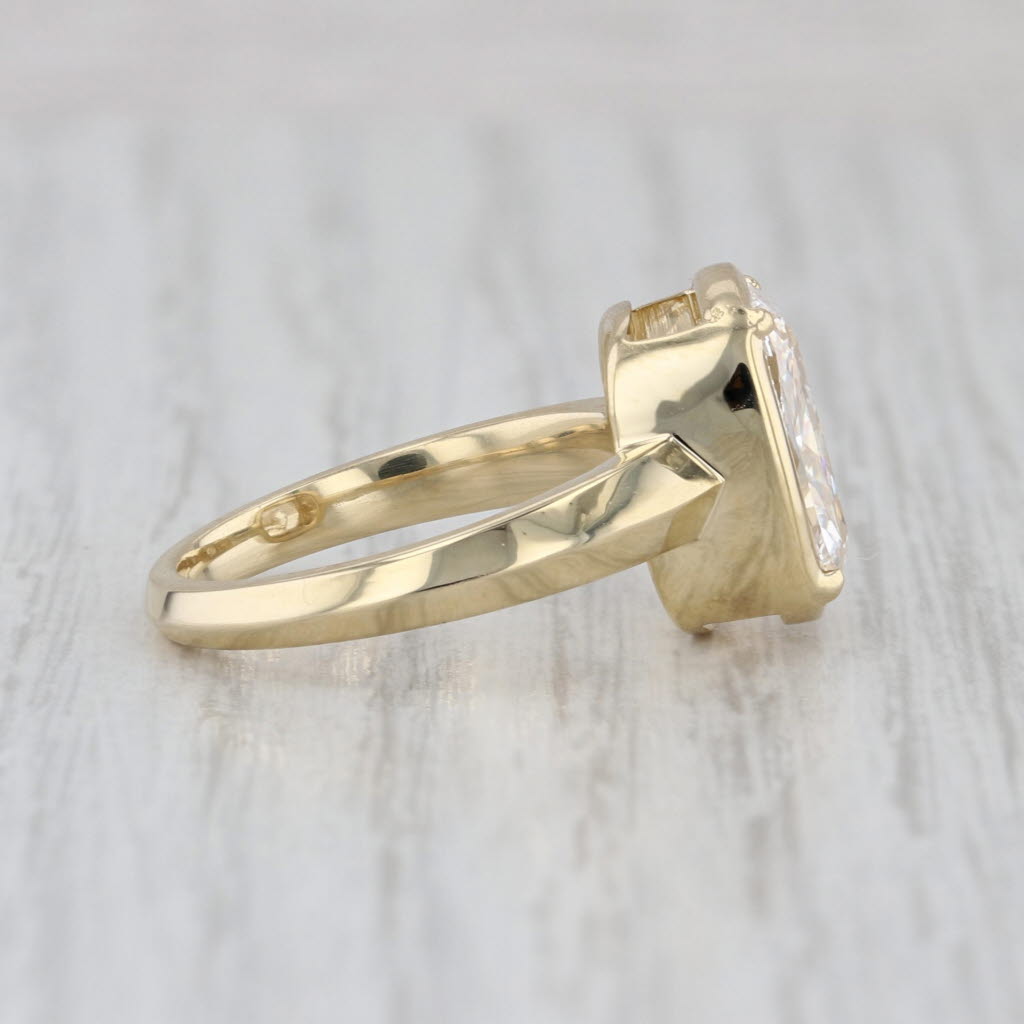 IGI 4ct Lab Grown Cushion Solitaire Engagement Ring 14k Yellow Gold Size 6