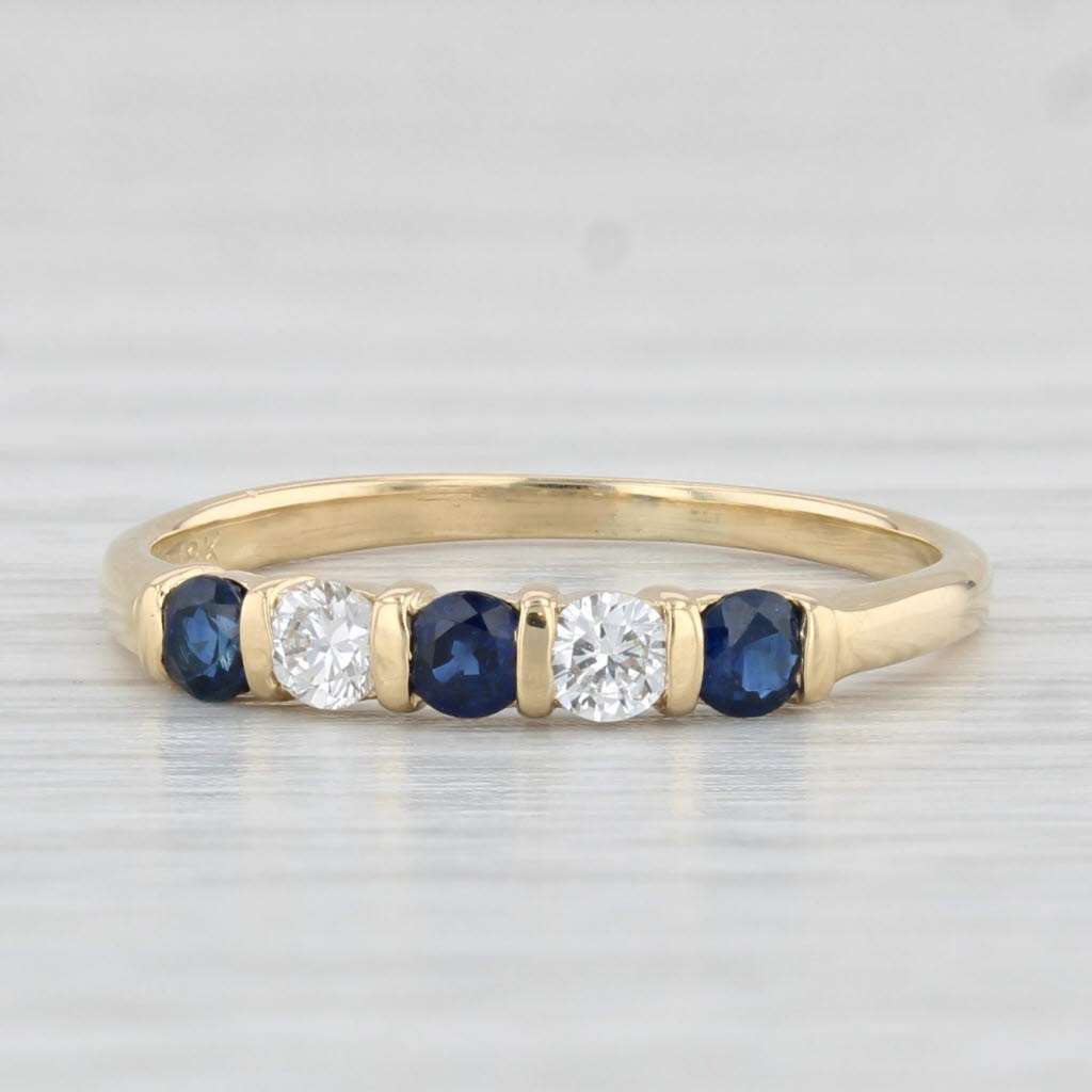 Light Gray 0.37ctw Blue Sapphire Diamond Ring 18k Yellow Gold Size 5 Stackable Wedding Band