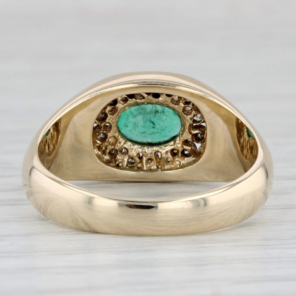 Gray 1ctw Oval Emerald Diamond Halo Ring 14k Yellow Gold Size 10.25