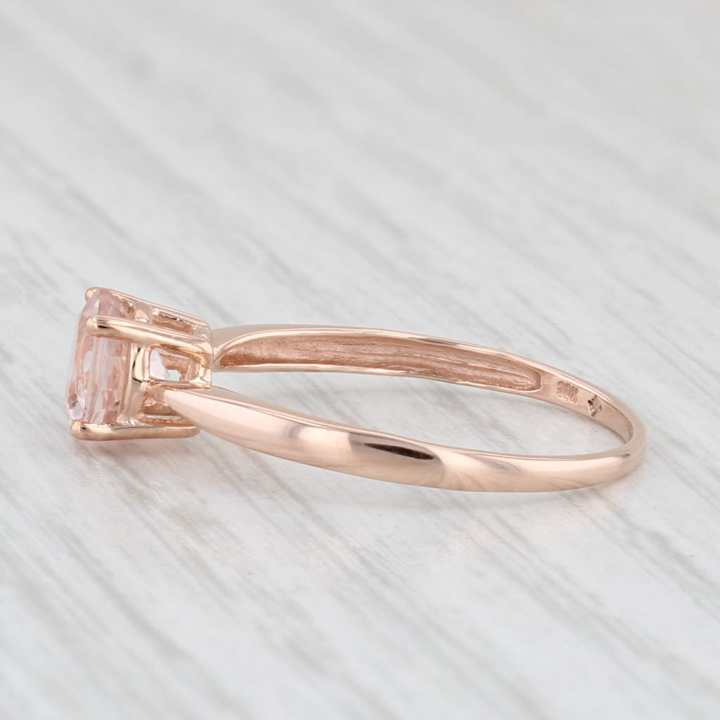 Light Gray 1ct Peach Pink Morganite Ring 10k Rose Gold Size 8.25 Round Solitaire Engagement