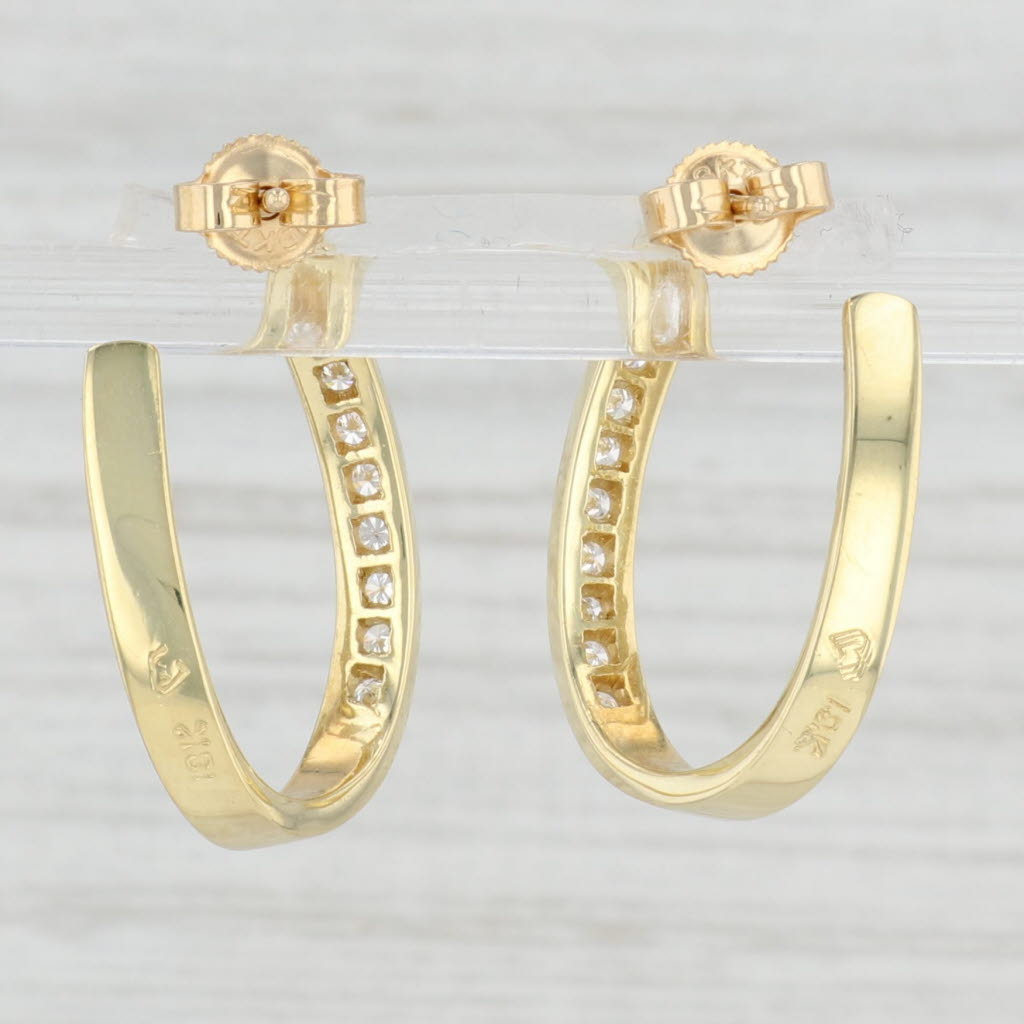 Light Gray 0.30ctw Diamond Horseshoe Hoop Earrings 18k Yellow Gold Pierced Hoops