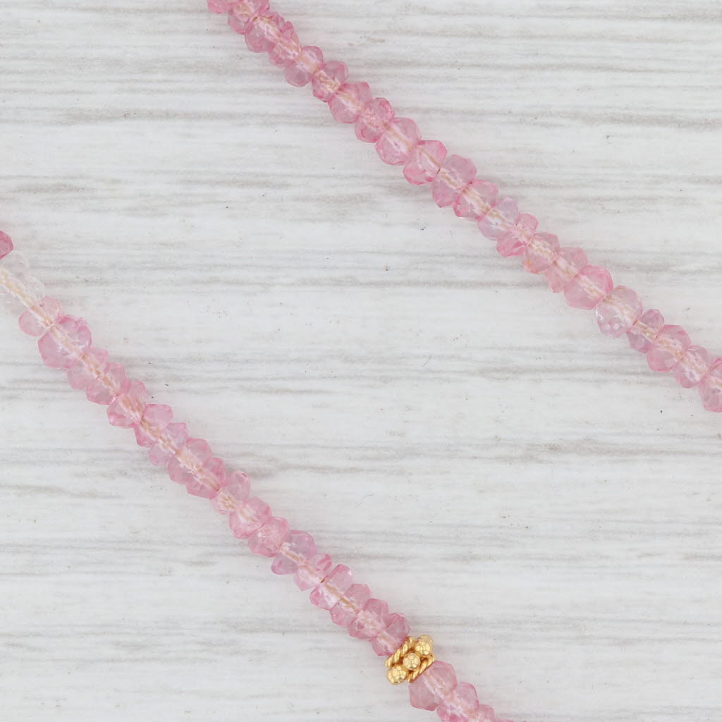 New Nina Wynn Long Harmony Necklace Pink Topaz Bead Gold Vermeil Sterling