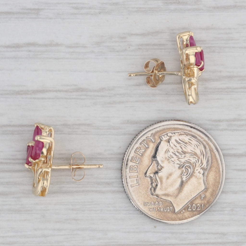 Gray 0.80ctw Ruby Stud Earrings 14k Yellow Gold