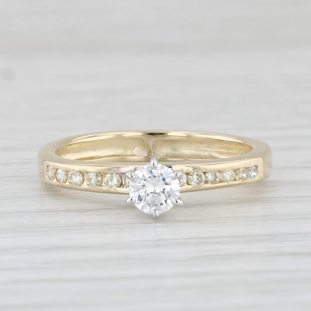 Light Gray 0.32ctw Diamond Engagement Ring 14k Yellow Gold Size 4.75 Round Brilliant