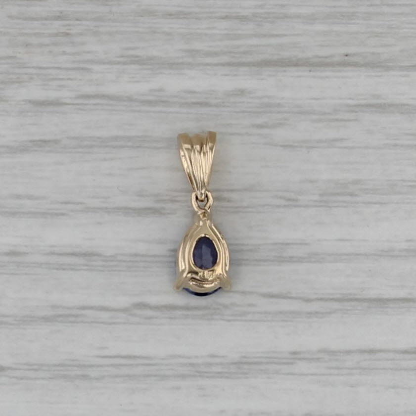 1.30ctw Tanzanite Diamond Pendant 14k Yellow Gold Small Drop