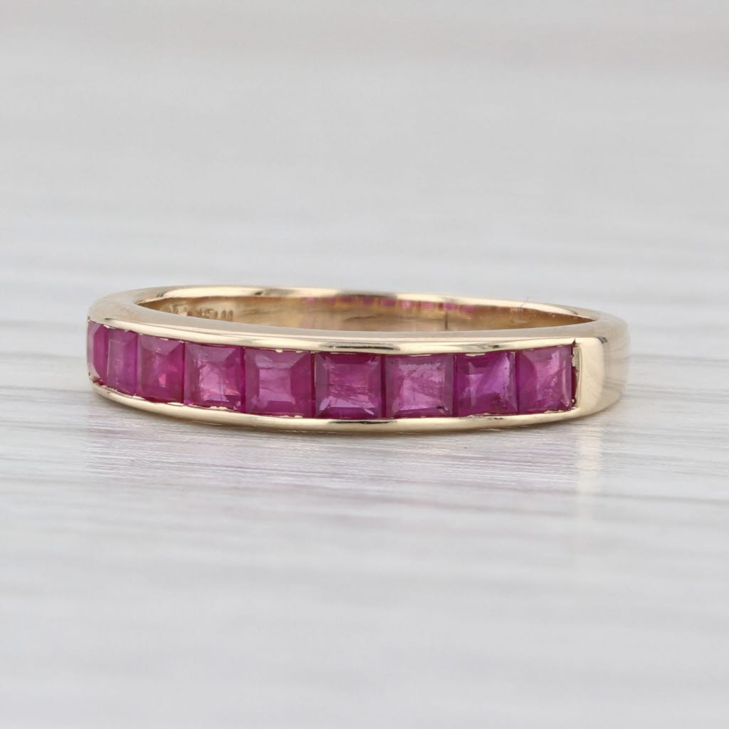 0.75ctw Ruby Ring 14k Yellow Gold Channel Set Squares Stackable Wedding Band