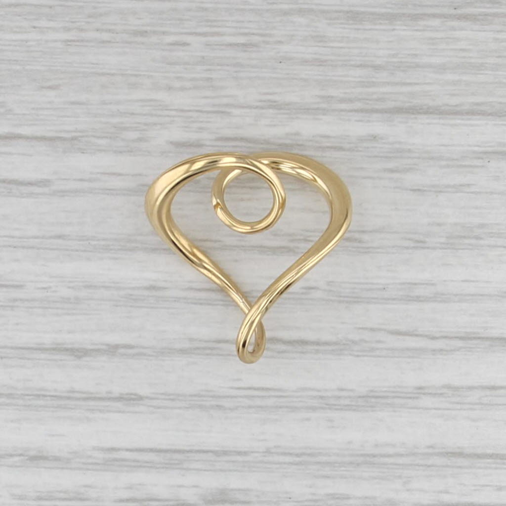 Abstract Swirling Open Heart Pendant 18k Yellow Gold