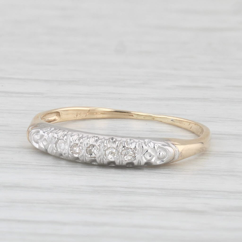 Light Gray Vintage Diamond Wedding Band 14k Yellow Gold Size 5 Stackable Ring