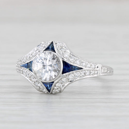 Light Gray New Beverley K Sapphire Diamond Semi Mount Engagement Ring 18k Gold Size 6.5