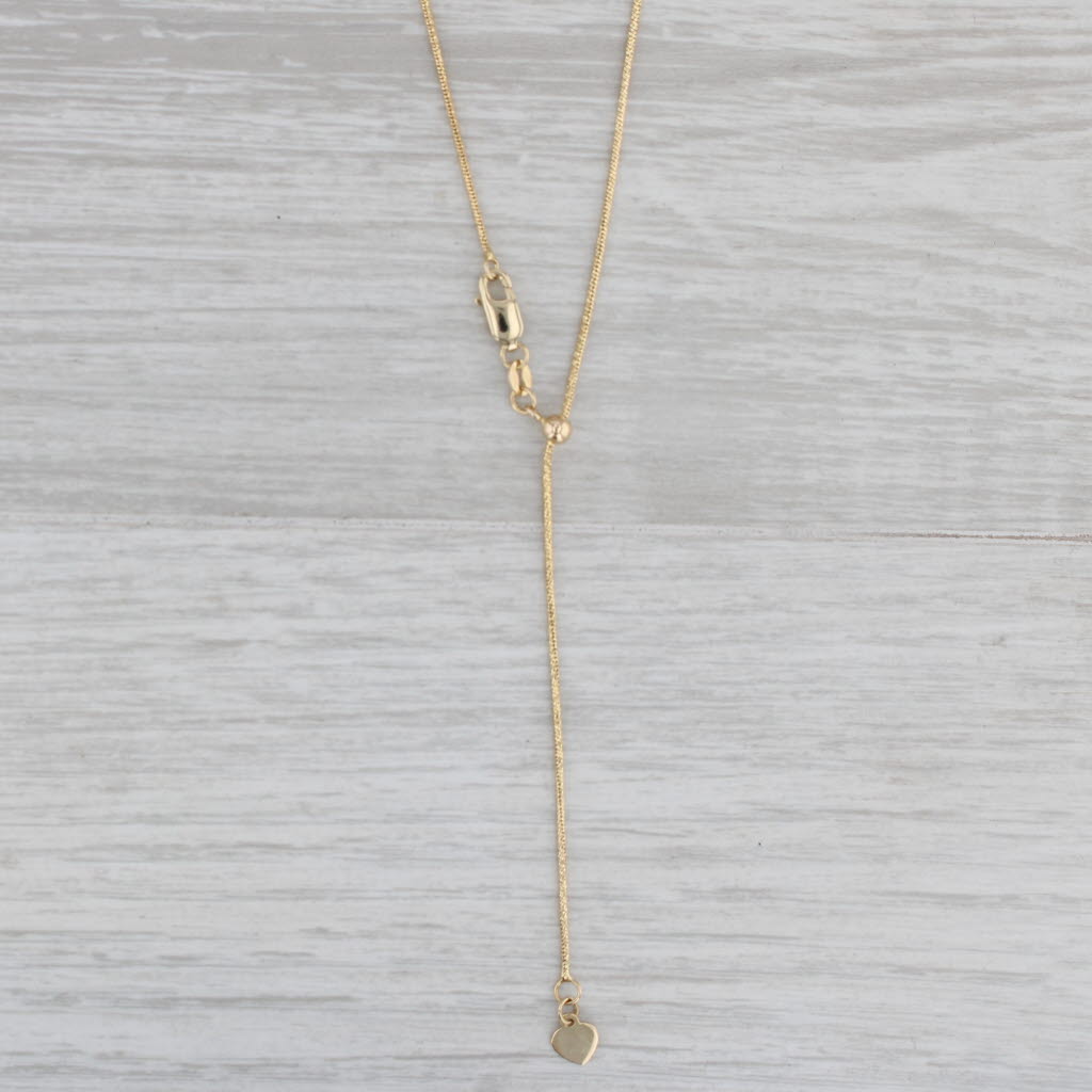 Gray Snake Chain Lariat Back Necklace 14k Yellow Gold Adjustable Length