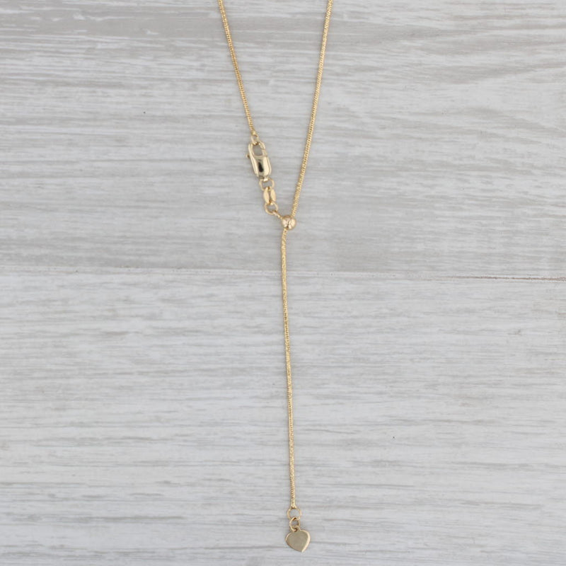 Snake Chain Lariat Back Necklace 14k Yellow Gold Adjustable Length