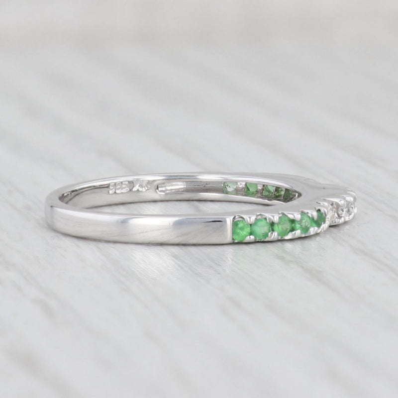 Light Gray 0.22ctw Diamond Green Garnet Ring 14k White Gold Size 7.25 Stackable Band