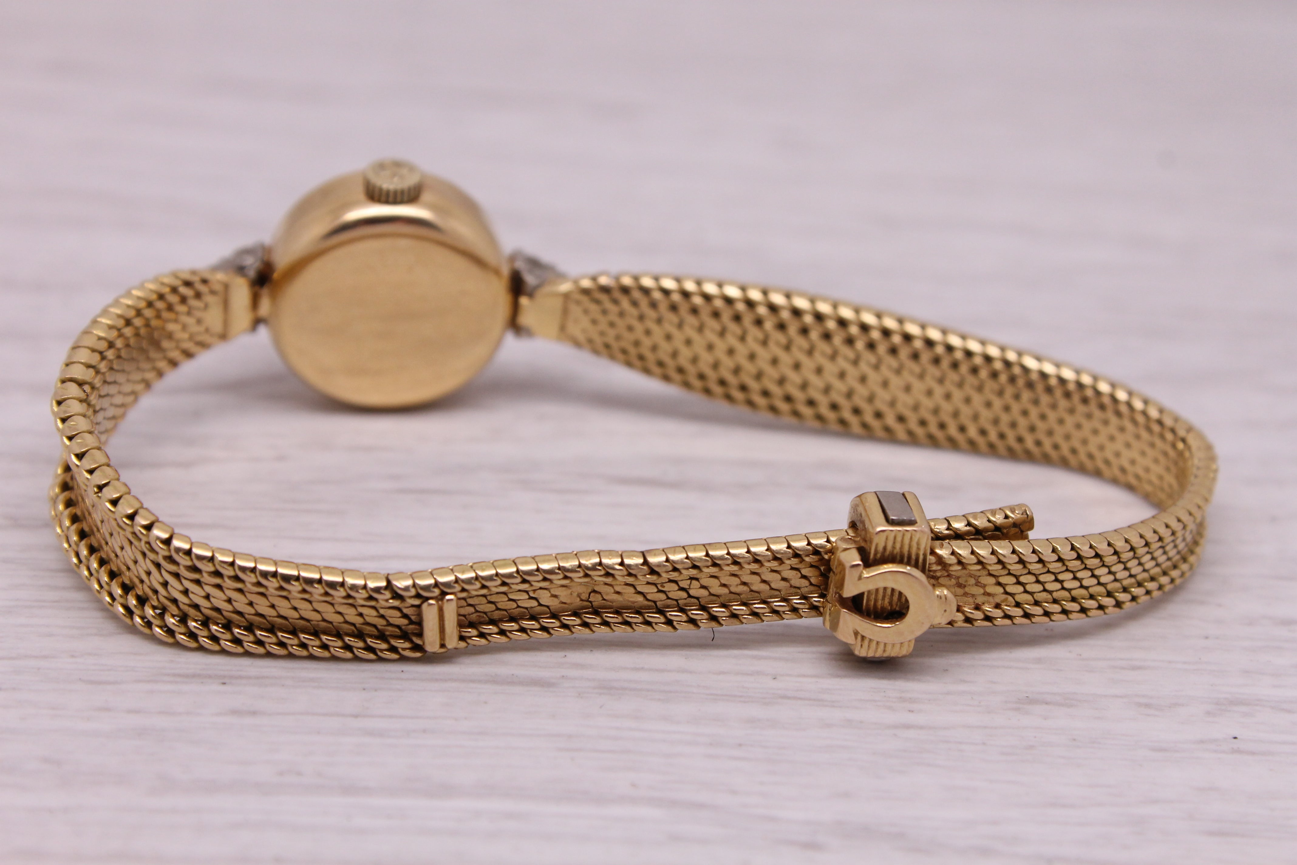 Gray Vintage 1950s Omega 18k Rose Gold Diamond Ladies Cocktail Ribbon Bracelet Watch