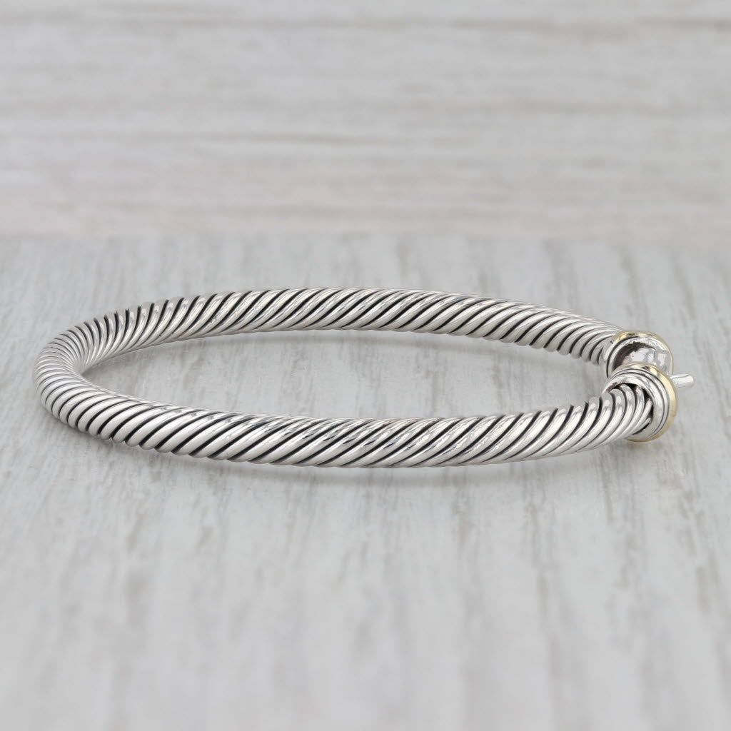 Gray David Yurman Cable Buckle Bangle Bracelet Sterling Silver 6" 4mm