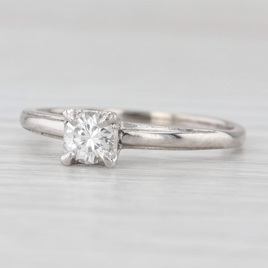 Light Gray 0.32ct Round Diamond Solitaire Engagement Ring Ruthendium Palladium Size 6.75