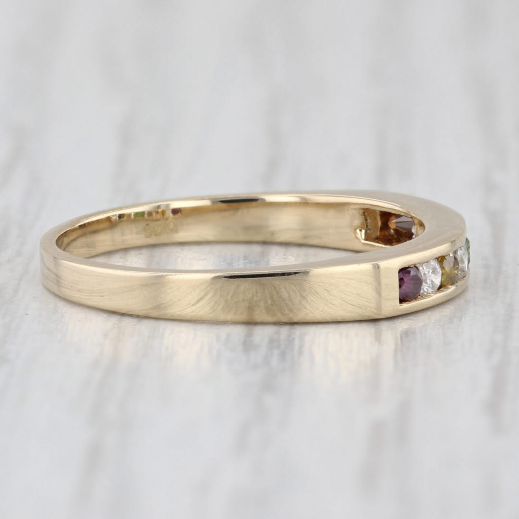 0.22ctw Multicolor Diamond Ring 14k Gold Stackable Wedding Band Size 6.75
